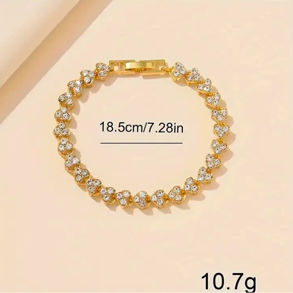 2 Piece: Gold Tone Stainless Steel Rhinestone Watch w/Rhinestone Bracelet, NIP - Picture 5 of 6